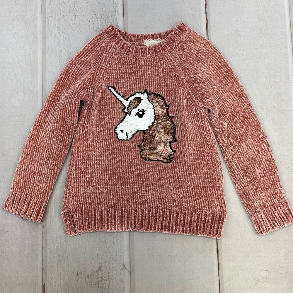 Btween Unicorn Sequin Velour Knit‎ Sweater SIZE 8